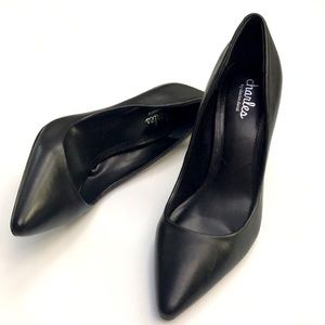 Charles David Classic Black Leather High Heels